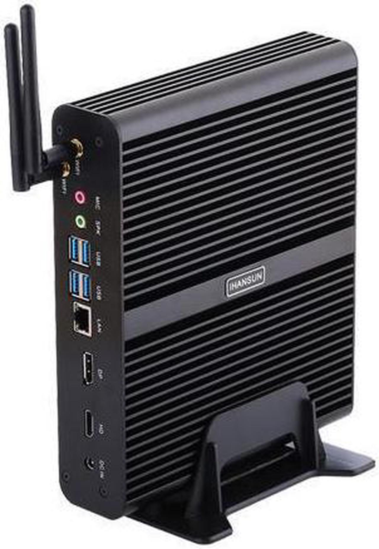 HUNSN 4K Fanless Mini PC, Desktop Computer, Server, Comet Lake Quad Core I7 10510U 10610U, BM14, Windows 11 pro or Linux Ubuntu, WiFi, BT, DP, HDMI, LAN, 16G RAM DDR4, 512G SSD