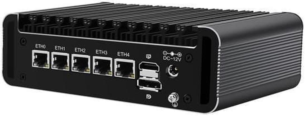 Micro Firewall Appliance, Mini PC, Intel J6413, HUNSN RJ27, pFsense Plus, Mikrotik, OPNsense, VPN, Router PC, AES-NI, 5 x Intel 2.5GbE I226-V LAN, 2 x COM, Type-C, HDMI, DP, 4G RAM, 32G SSD