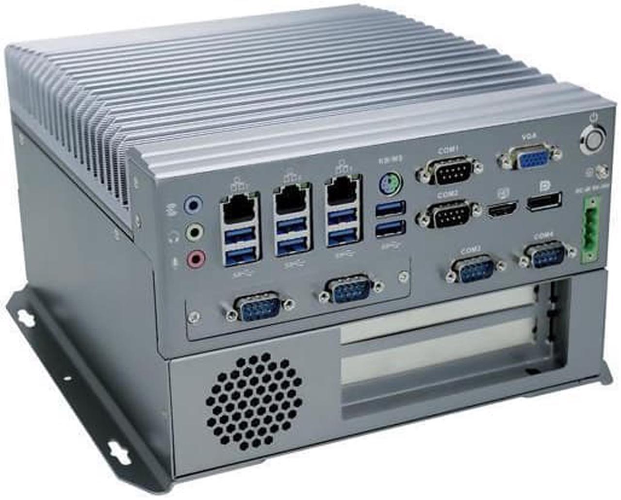 Fanless Industrial PC, Mini Computer, IPC, I3 6100T, HUNSN IX04, VGA, DP, HDMI, 6 x COM, 3 x LAN, PCIE X16 Slot, PCI Slot, DC Phoenix, 9 to 36V, Barebone, NO RAM, NO Storage, NO System