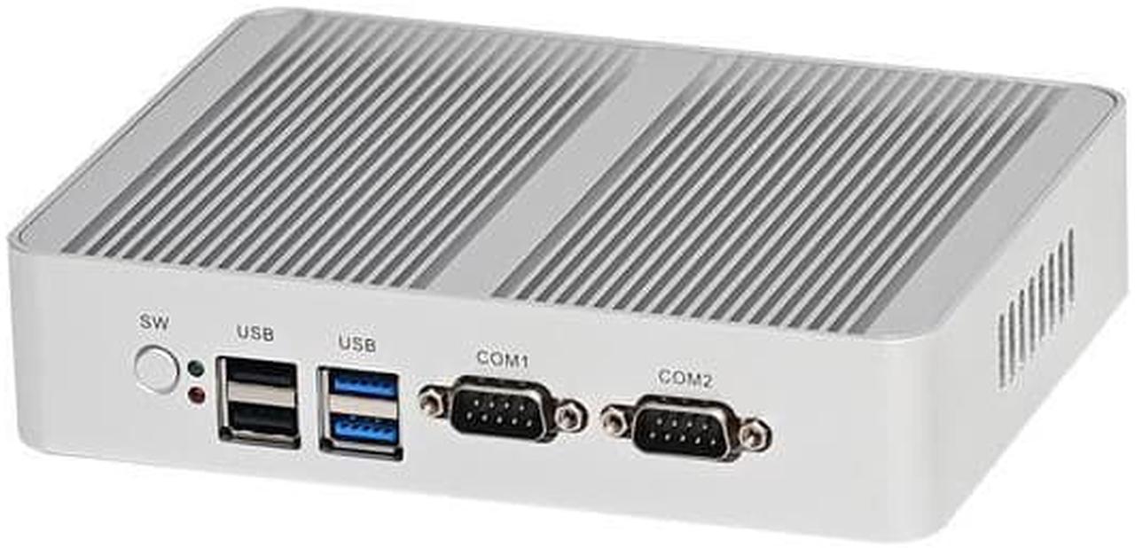 HUNSN Fanless Mini PC, Desktop Computer, HTPC, Kodi Box, Celeron J4125, BM32, Windows 11 or Linux Ubuntu, AC WiFi, BT, 2 x COM, 2 x LAN, HDMI, VGA, 0 RAM, 0 Storage, Barebone No System