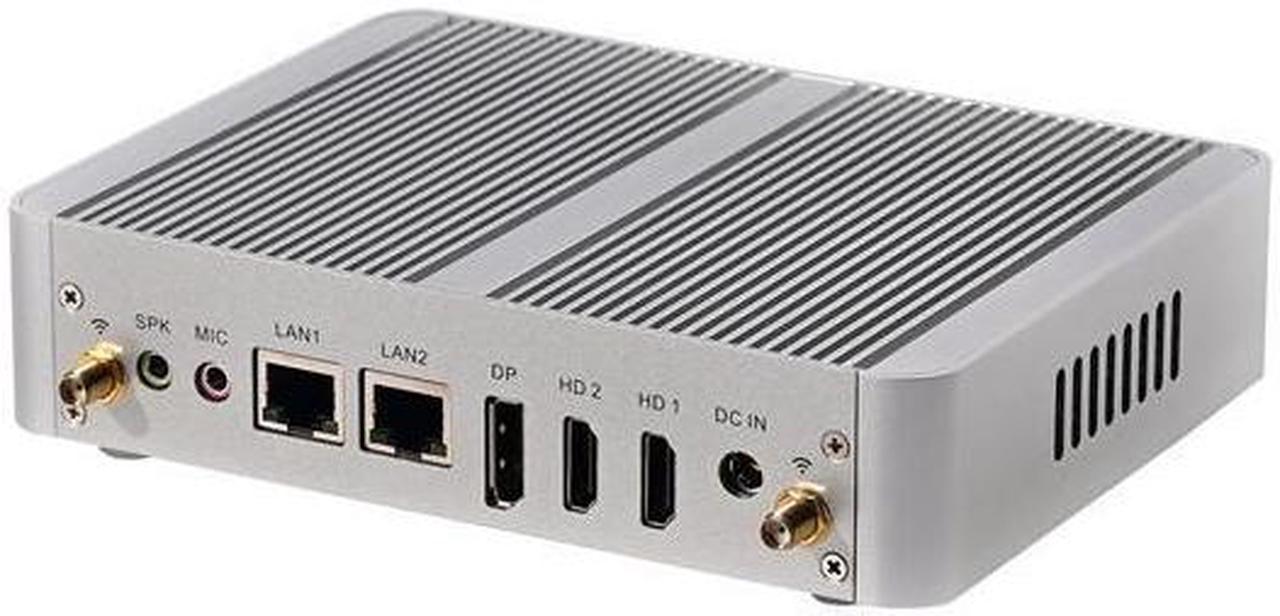 Fanless Mini PC, Desktop Computer, HUNSN BM34, Intel N100, HTPC, Kodi Box, Windows 11 Pro or Linux Ubuntu, AC WiFi, BT, 8 x USB, 2 x LAN, DP, 2 x HDMI, 16G RAM 128G SSD