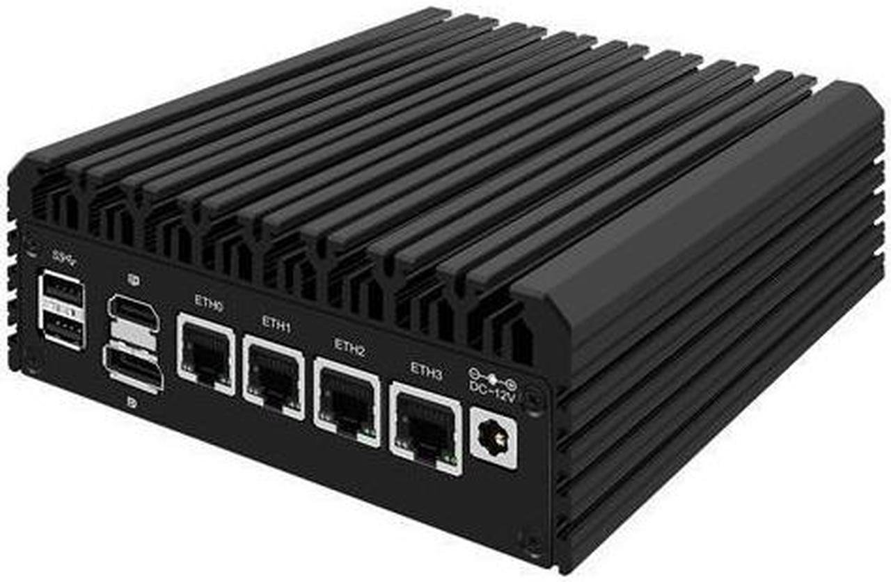 Micro Firewall Appliance, Mini PC, Intel Alder Lake-N 12th Gen N100, HUNSN RJ34, VPN, Router PC, GPIO, TF Slot, HDMI, DP, 4 x 2.5GbE I226-V, Barebone, NO RAM, NO Storage, NO System