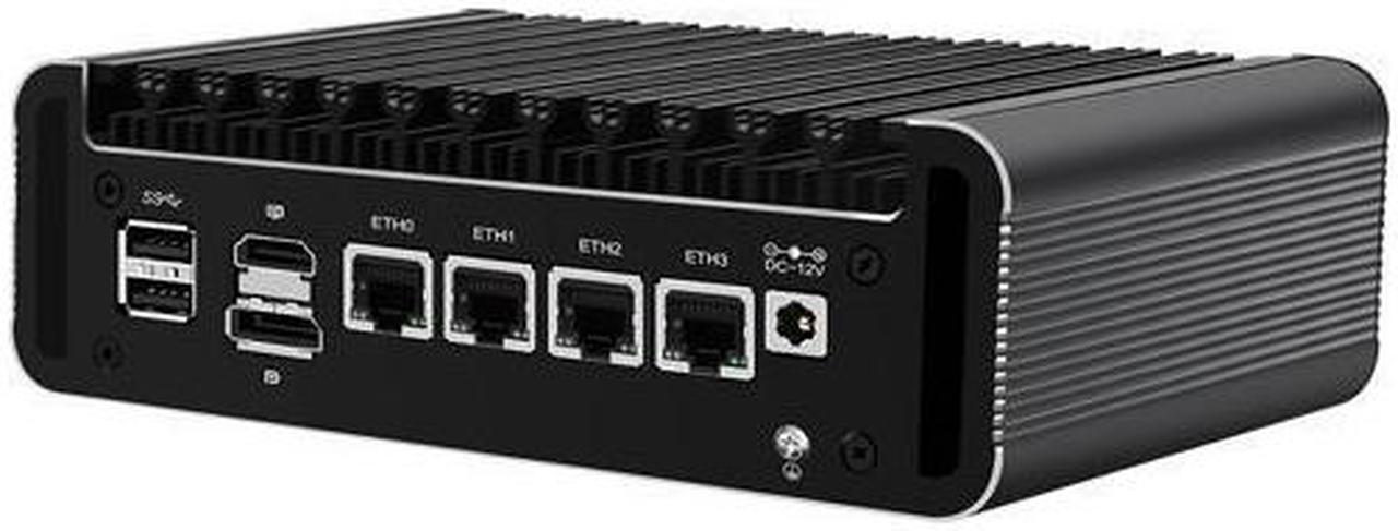 Micro Firewall Appliance, Mini PC, Intel Alder Lake-N 12th Gen N100, HUNSN RJ36, VPN, Router PC, GPIO, TF Slot, HDMI, DP, 4 x 2.5GbE I226-V, Barebone, NO RAM, NO Storage, NO System