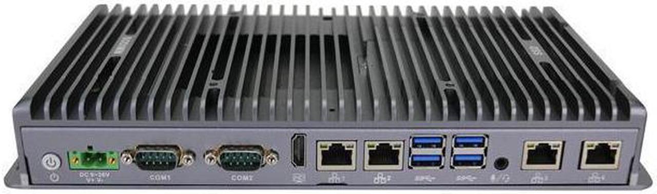 HUNSN Fanless Mini PC, Industrial Computer, IPC, IX02, Intel Core I3 10110U, Windows 11 or Linux Ubuntu, TPM2.0, 9-36V, Watchdog, WOL, 4G supported, 4 x LAN, 4 x COM, 8G RAM, 128G SSD