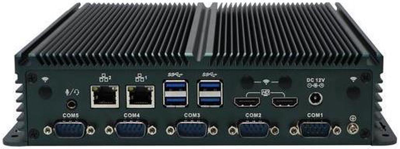 HUNSN Fanless Industrial PC, Mini Computer, IPC, IX13, Intel N100, TPM 2.0, Wi-Fi 6, BT 5.2, 6 x COM COM1/2 for RS232/RS485, 2 x HDMI, 2 x LAN, Barebone, NO RAM, NO Storage, NO System