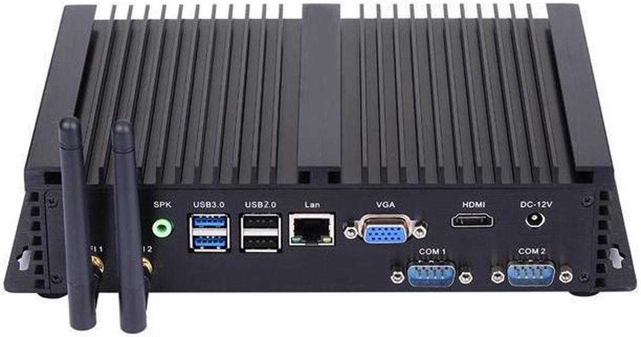 HUNSN Fanless Industrial Computer, IPC, Mini PC, IM03, Intel Core I5 1235U, Windows 11 or Linux Ubuntu, VGA, HDMI, LAN, 2 x COM RS232, 5 x USB2.0, 2 x USB3.0, Support WOL, 16G RAM, 128G SSD