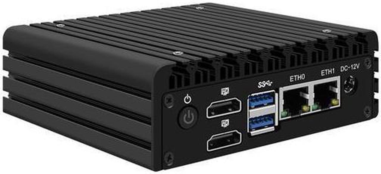 HUNSN Micro Firewall Appliance, Mini PC, VPN, Router PC, RJ56, Intel Core I3 N305, AES-NI, 2 x 226-V 2.5GbE LAN, 2 x HDMI2.0, 2 x USB3.2, Barebone, NO RAM, NO Storage, NO System