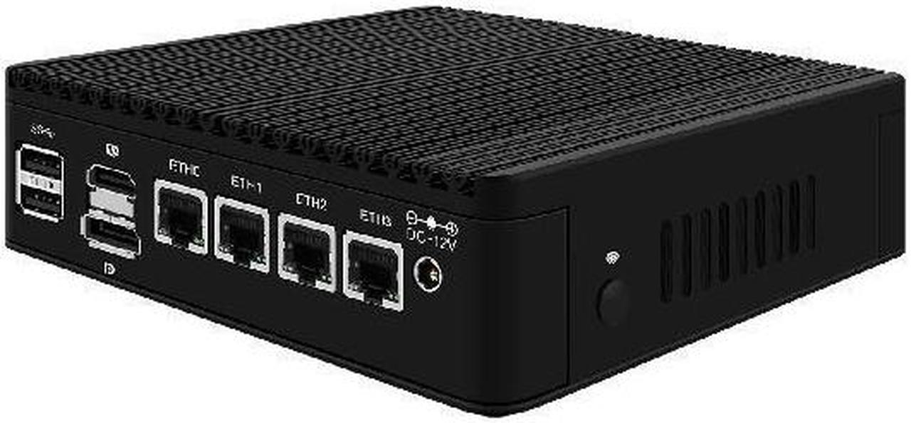 HUNSN Micro Firewall Appliance, Mini PC, Intel 12th Gen Core I3 N305, RJ58, VPN, Router PC, GPIO, TF Slot, HDMI, DP, 4 x 2.5GbE I226-V, Barebone, NO RAM, NO Storage, NO System