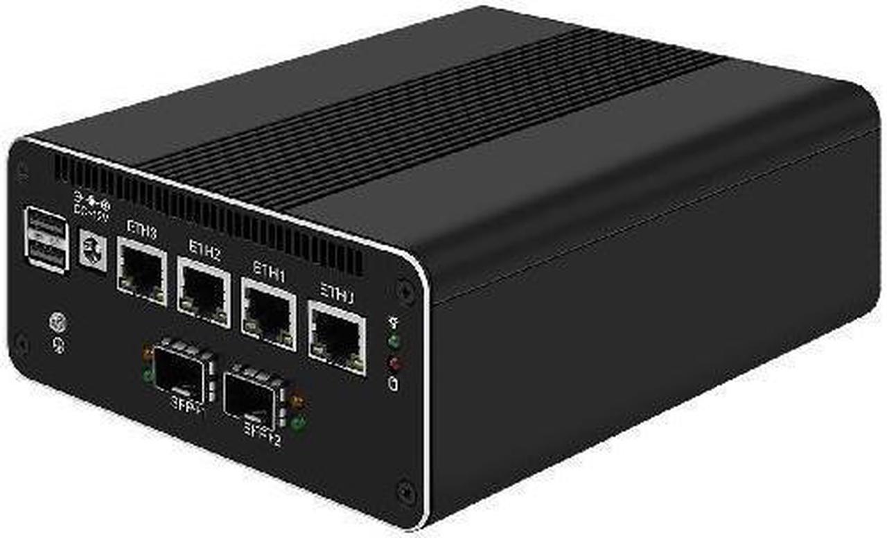 HUNSN Micro Firewall Appliance, Mini PC, Intel N100, RJ50k, VPN, Router PC, 4 x 2.5GbE I226-V, 2 x SFP+ Optical 10Gbe 82599ES, Type-C, SIM Slot, TF, Barebone, NO RAM, NO Storage, NO System