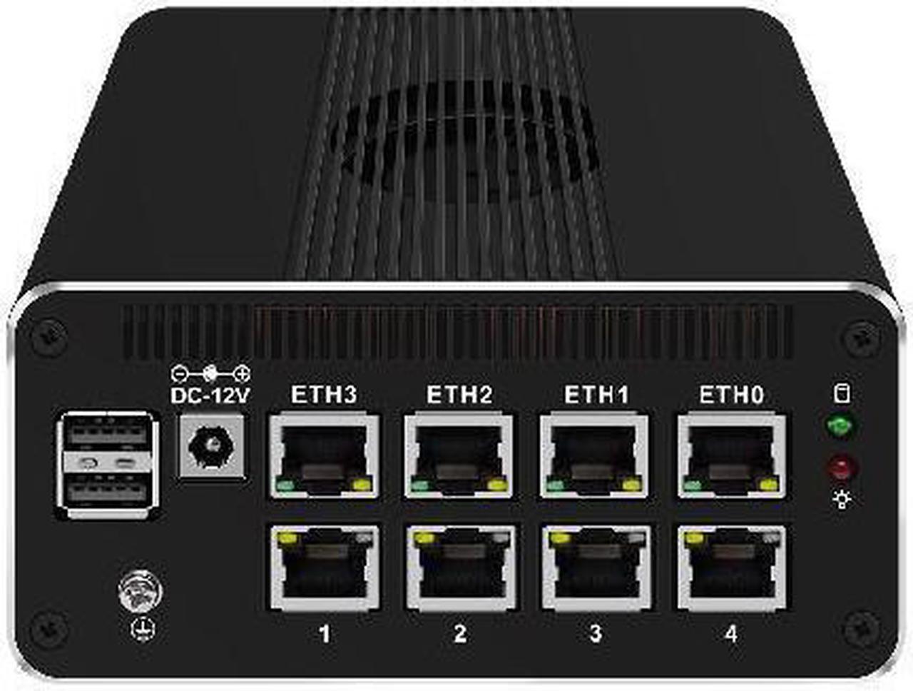 HUNSN Micro Firewall Appliance, Intel N200, RJ51k, Mini PC, VPN, Router PC, 8 x 2.5GbE I226-V, Type-C, SIM Slot, TF Slot, DP, HDMI, 5 x USB2.0, USB3.0, Barebone, NO RAM, NO Storage, NO System