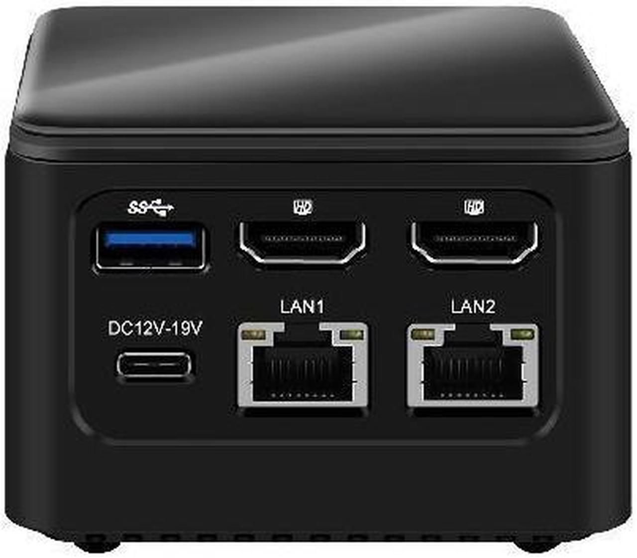 HUNSN Mini PC, HTPC, Desktop Computer, N100, BJ02, Wi-Fi 6, BT 5.2, 2 x I226-V LAN, Type-C 12-19V, 2 x HDMI, 3 x USB3.0, Type-C, TF, 8GB LPDDR5 RAM, NO Storage, NO System