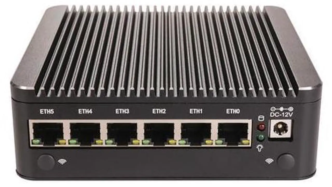 Alt view image 2 of 5 - HUNSN Micro Firewall Appliance, Mini PC, PFSense, N100, RS55, Mikrotik, OPNsense, VPN, Router PC, AES-NI, 6 x 2.5GbE I226-V, COM, HDMI, DP, Type-C, 8G RAM, 64G SSD