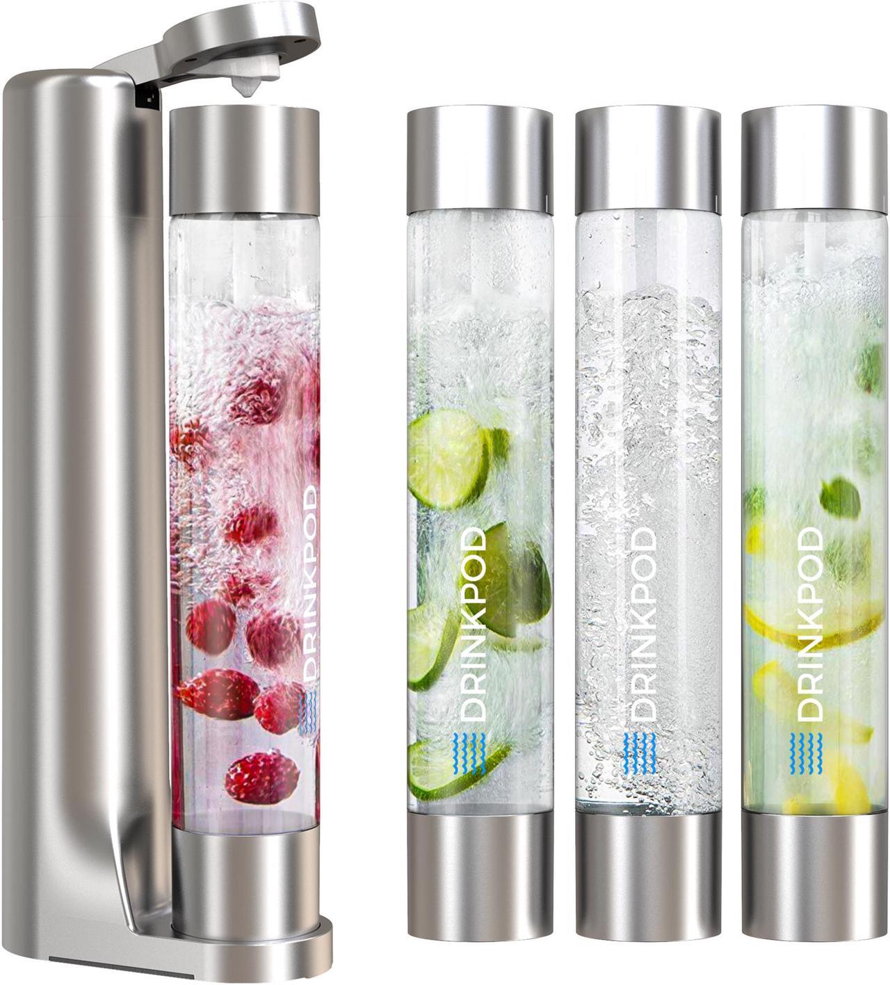 Main image of Drinkpod FIZZpod Soda Maker - Fizzy Sparkling Water & Soda Maker with 3 PET Bottles, 3 Caps, 1 Fizz Infuser and Manual - Make Homemade Sparkle Water, Juice, Coffee, Tea and Cocktail Drinks with Fruit