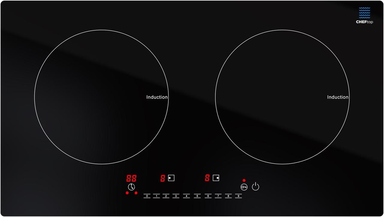 Alt view image 2 of 7 - Cheftop Induction 2 Burner Cooktop - Portable 120V Digital Ceramic Top 2 Burner Electric Cooktop with Kids Safety Lock - Works with Flat Cast Iron Pan,1800 Watt, Touch Sensor Control, Multiple Control
