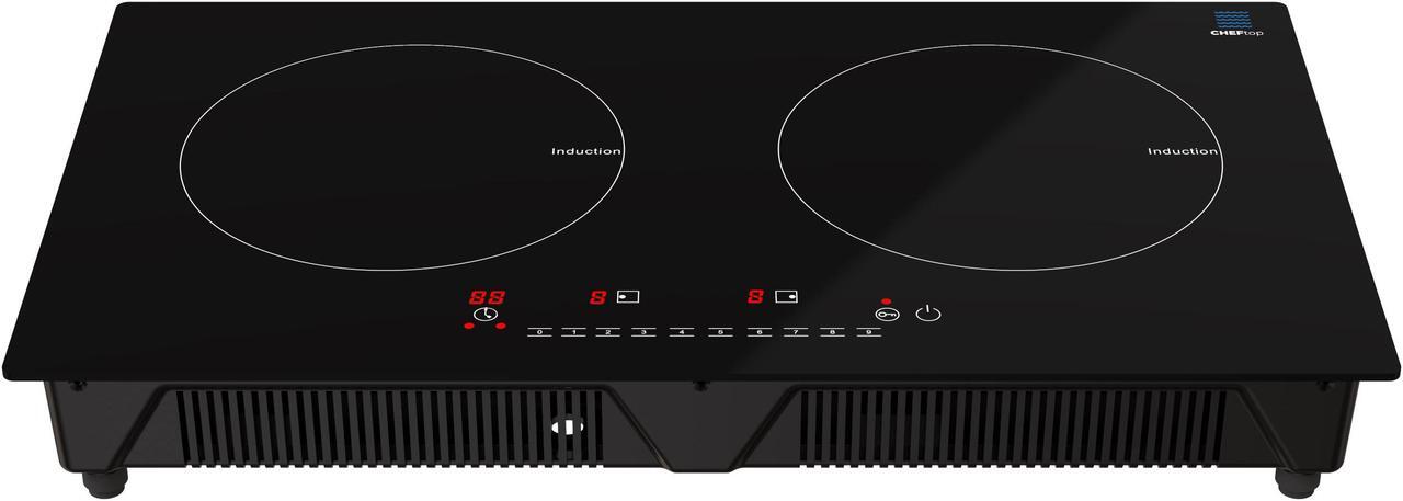 Alt view image 4 of 7 - Cheftop Induction 2 Burner Cooktop - Portable 120V Digital Ceramic Top 2 Burner Electric Cooktop with Kids Safety Lock - Works with Flat Cast Iron Pan,1800 Watt, Touch Sensor Control, Multiple Control