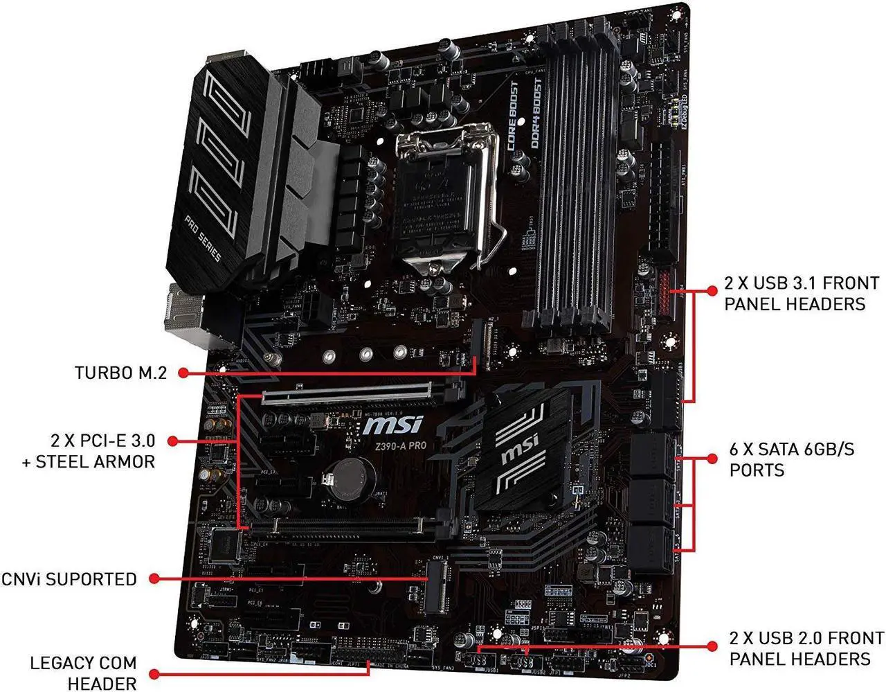 Alt view image 10 of 19 - [OB-NA] MSI Z390-A PRO LGA 1151 (300 Series) Intel Z390 SATA 6Gb/s ATX Intel Mobo