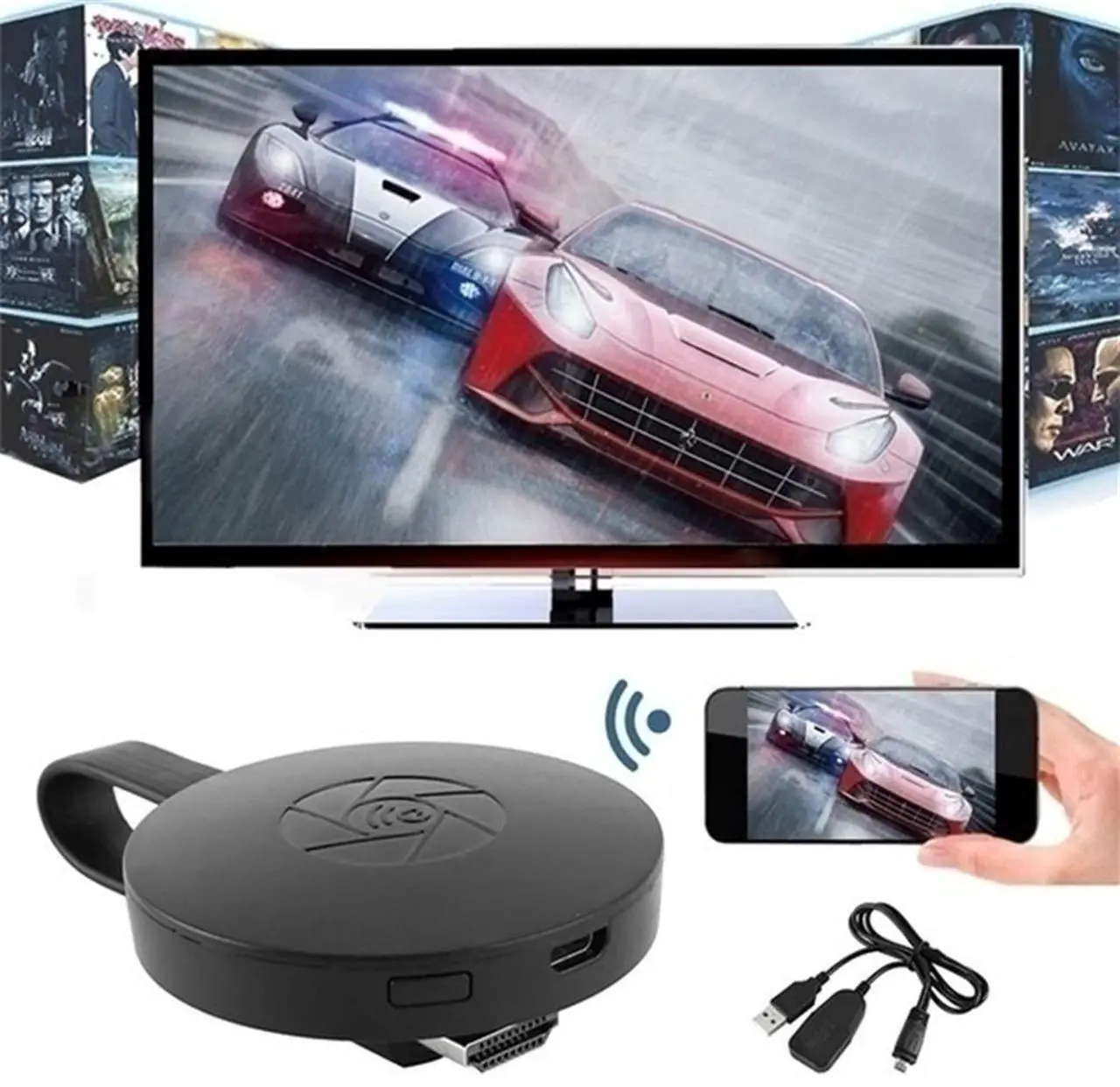 Alt view image 2 of 7 - WiFi Wireless Display Dongle for Wireless HDMI Adapter Portable TV Receiver Airplay Dongle Mirroring Screen from Phone to Big Screen Miracast Support  480P