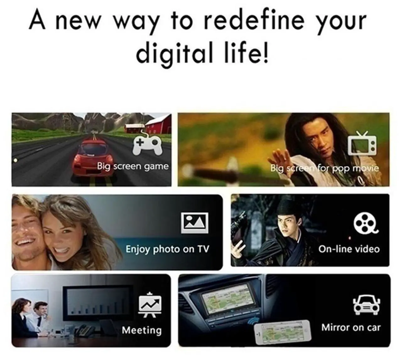 Alt view image 4 of 7 - WiFi Wireless Display Dongle for Wireless HDMI Adapter Portable TV Receiver Airplay Dongle Mirroring Screen from Phone to Big Screen Miracast Support  480P