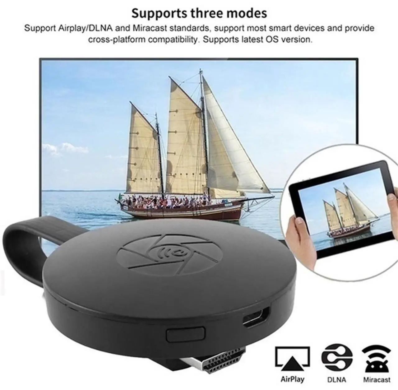 Alt view image 6 of 7 - WiFi Wireless Display Dongle for Wireless HDMI Adapter Portable TV Receiver Airplay Dongle Mirroring Screen from Phone to Big Screen Miracast Support  480P