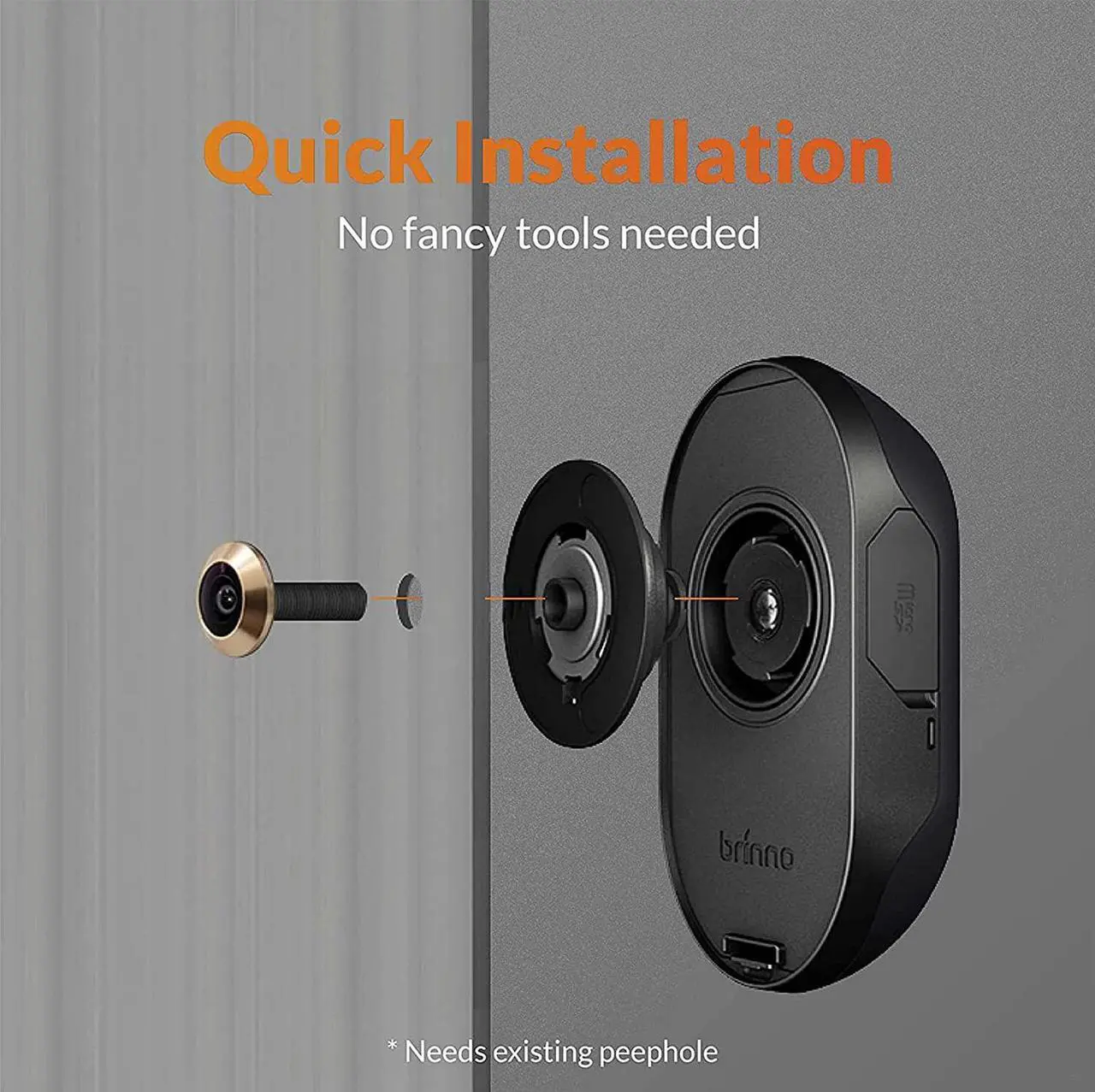 Alt view image 3 of 7 - Brinno Front Door Peephole Security Camera- Motion Detection - Knocking Sensor- Easy to Install- Superior Battery Life - Clear Image - Wire-Free - Digital Visitor Log- Black (SHC1000)