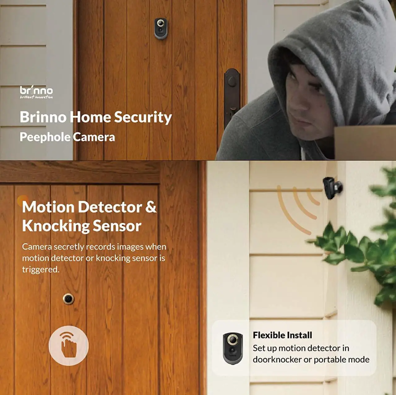 Alt view image 7 of 7 - Brinno Front Door Peephole Security Camera- Motion Detection - Knocking Sensor- Easy to Install- Superior Battery Life - Clear Image - Wire-Free - Digital Visitor Log- Black (SHC1000)