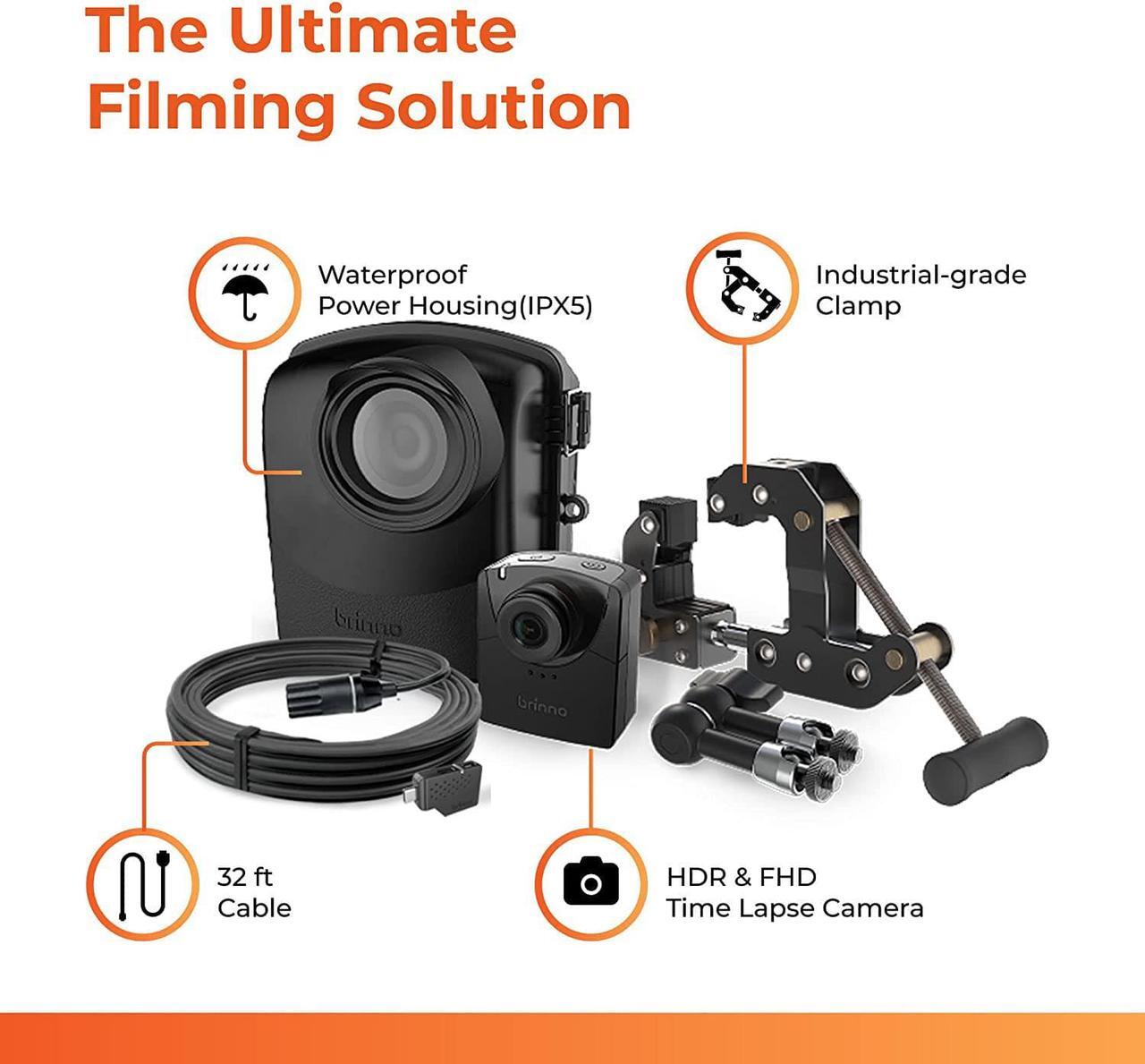 Main image of Brinno BCC2000 Plus Construction Camera Bundle | Includes: Full HD TLC2000 Time Lapse Camera, 32-ft Extender Kit, Clamp Mount & Waterproof Case | 1-Year Battery (2-Pack)