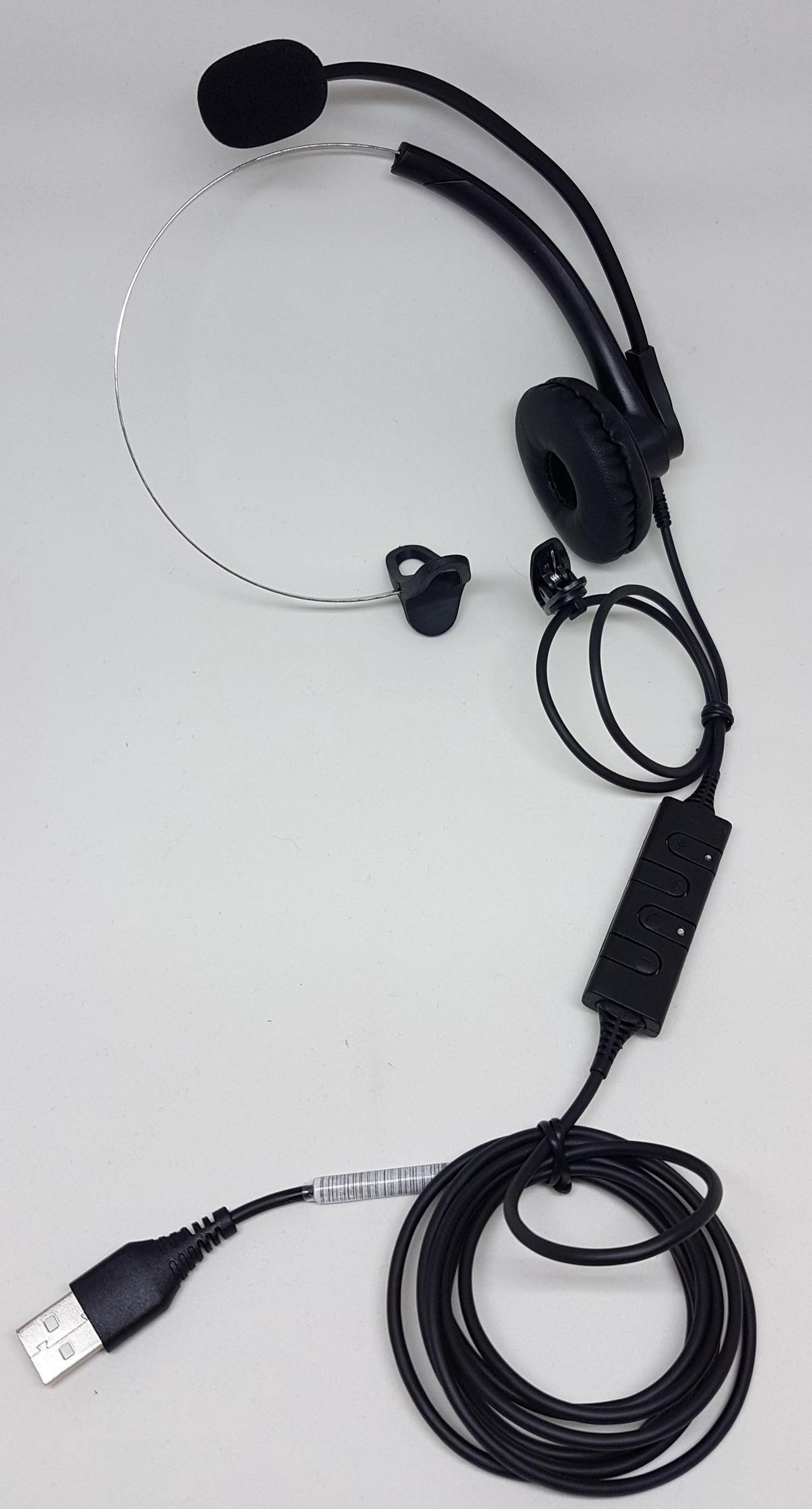 USB Office / Conference Meeting Headset with Single Earpiece and Volume Control Pad