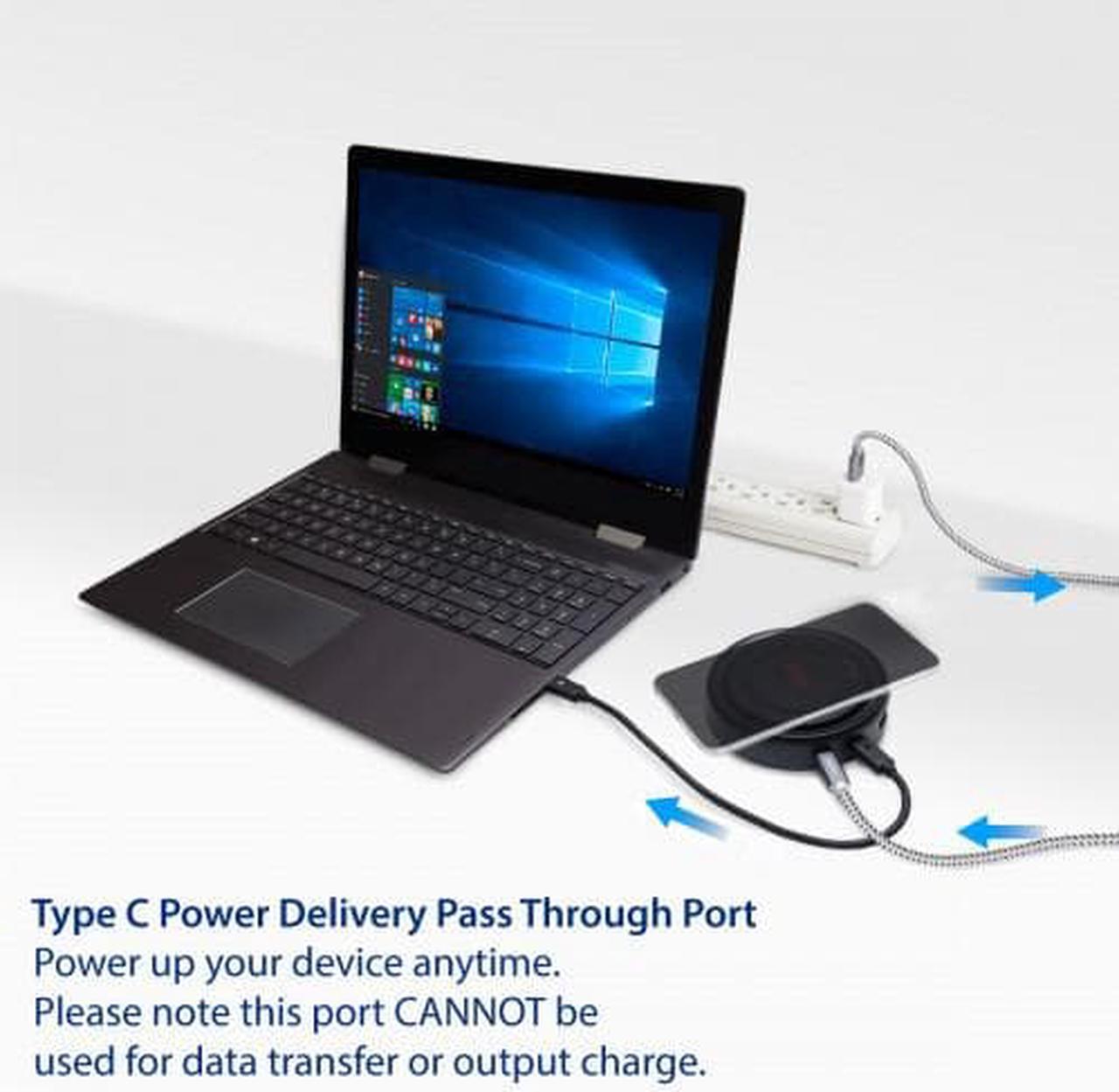 Alt view image 2 of 3 - 6-in-1 USB 3.1 Gen 1 Type-C Hub Docking Station with 10W QI Wireless Charger