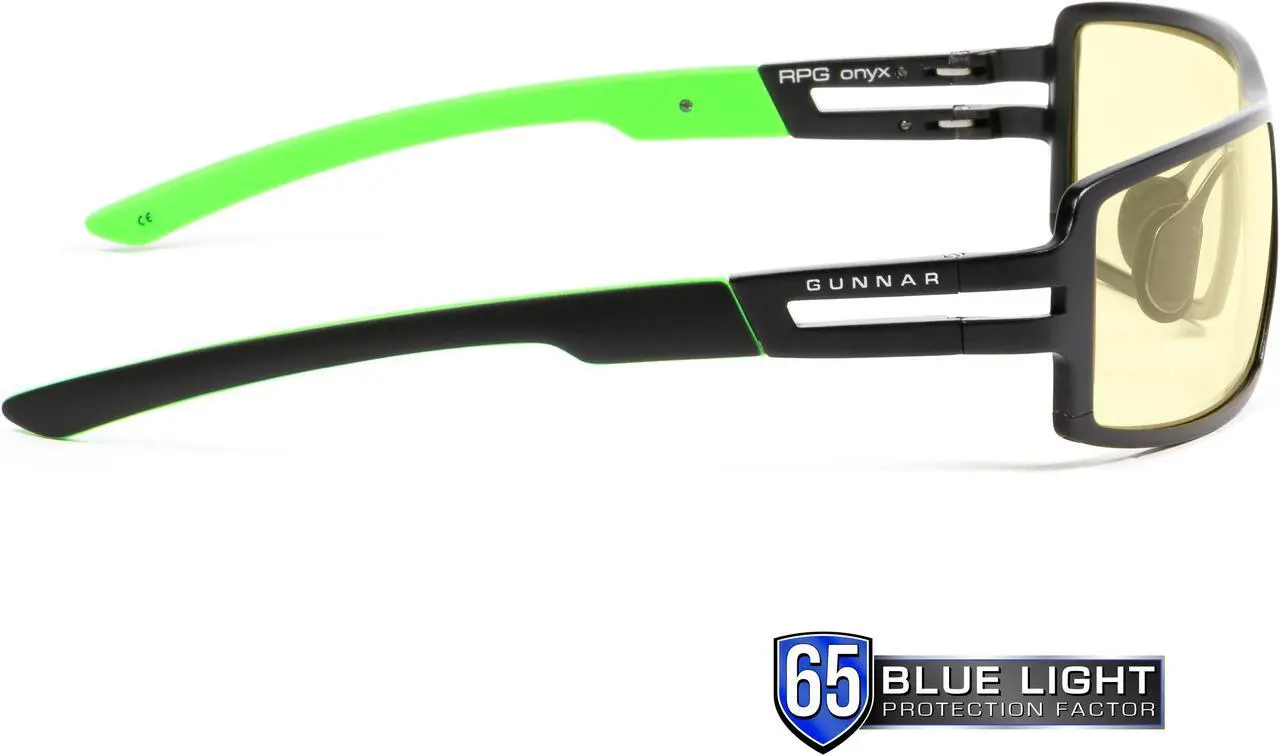 Alt view image 2 of 7 - GUNNAR RPG Razer Edition, Precision Gaming Glasses with Gunnar Focus, Onyx Frames, Amber Lens, 65% Blue Light and 100% UV Protection, RZR-30001