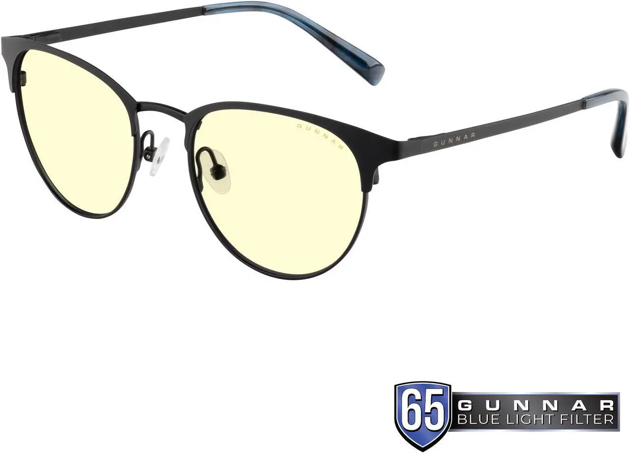 Alt view image 2 of 11 - Gunnar Apex, Protective Computer Glasses with Gunnar Focus, Onyx/Navy Frames, Amber Lens, 65% Blue Light and 100% UV Protection, APX-11501
