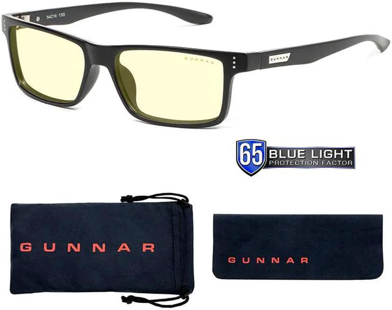 Alt view image 2 of 4 - Gunnar Vertex Reading Glasses, +2.50 Lens Power, Onyx Frames, Amber Lens, 65% Blue Light and 100% UV Protection, VER-00101-2.5
