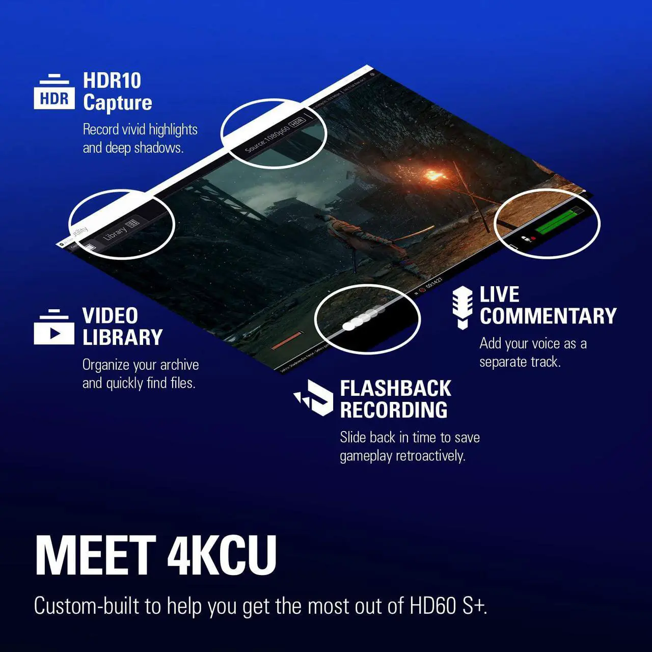 Alt view image 4 of 20 - Elgato HD60 S+, External Capture Card, Stream and Record in 1080p60 HDR10 or 4K60 HDR10 with ultra-low latency on PS5, PS4/Pro, Xbox Series X/S, Xbox One X/S, in OBS and more, works with PC and Mac