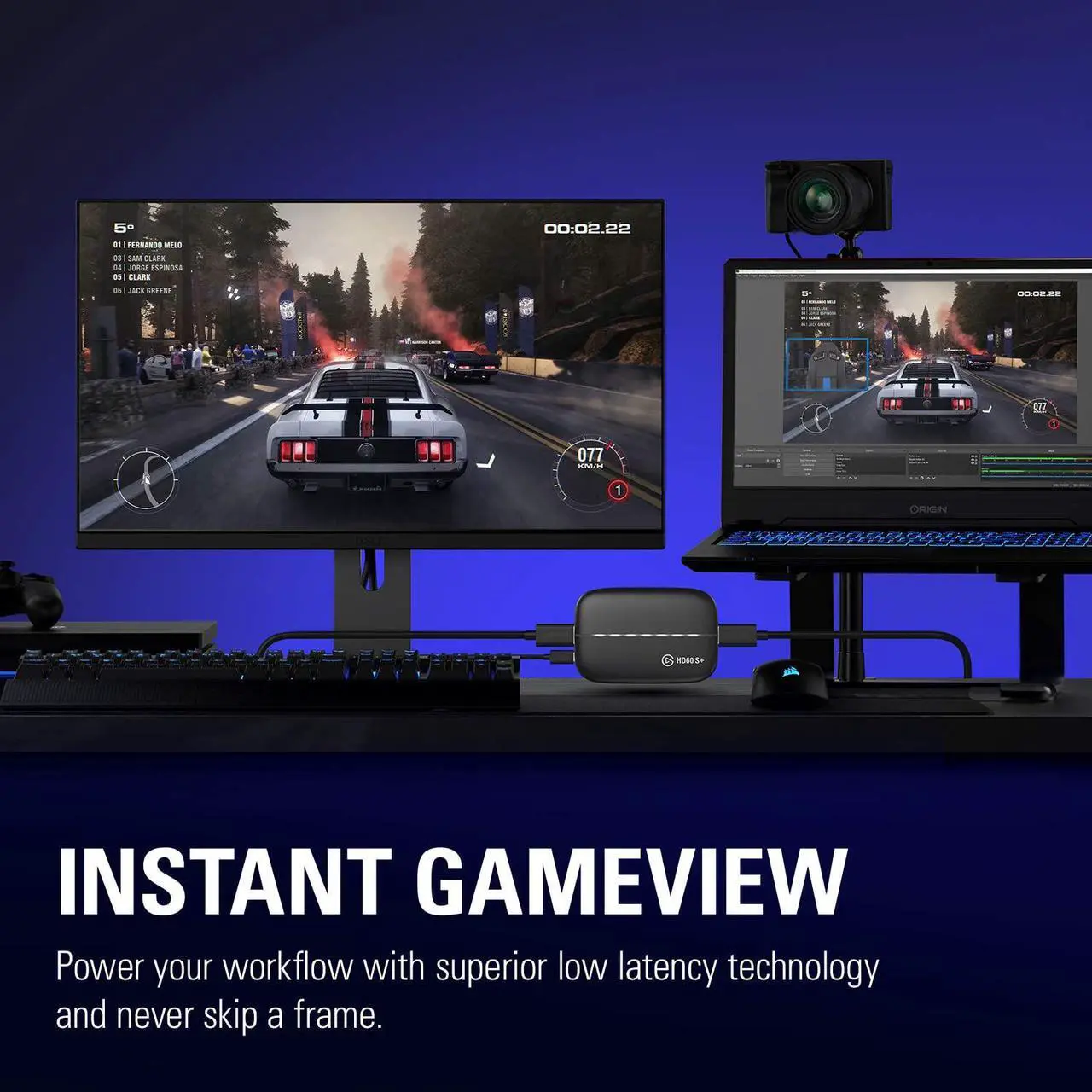 Alt view image 3 of 20 - Elgato HD60 S+, External Capture Card, Stream and Record in 1080p60 HDR10 or 4K60 HDR10 with ultra-low latency on PS5, PS4/Pro, Xbox Series X/S, Xbox One X/S, in OBS and more, works with PC and Mac