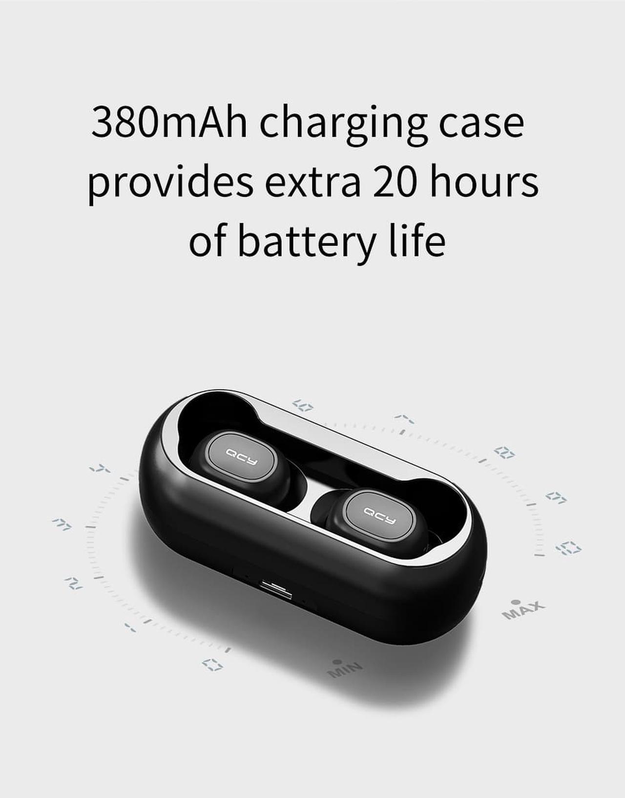Alt view image 6 of 7 - QCY qs1 earphones Bluetooth 5.0 TWS headphone mini invisible 3D HiFi stereo wireless headset with power bank charging box/T1C