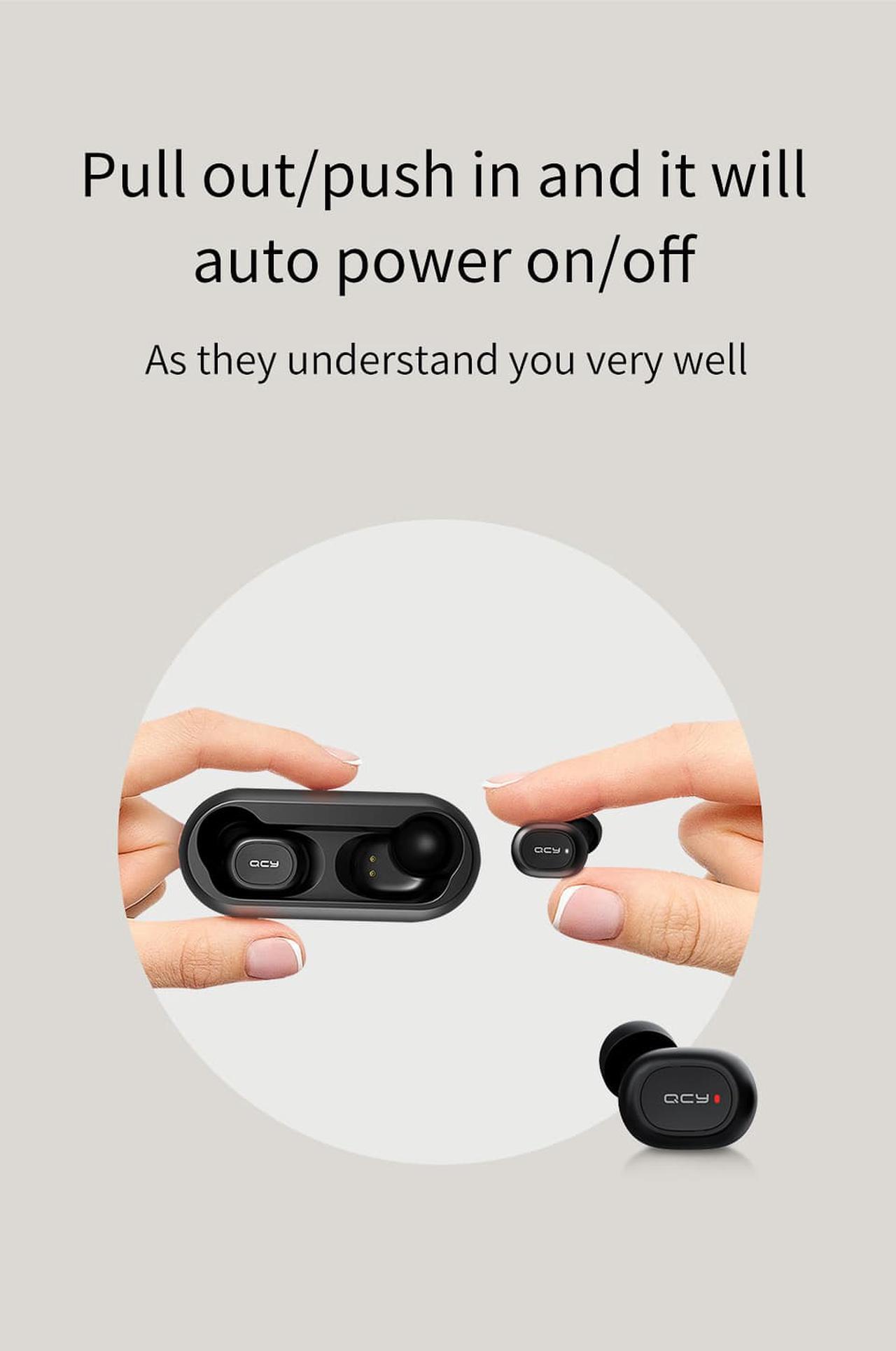 Alt view image 3 of 7 - QCY qs1 earphones Bluetooth 5.0 TWS headphone mini invisible 3D HiFi stereo wireless headset with power bank charging box/T1C