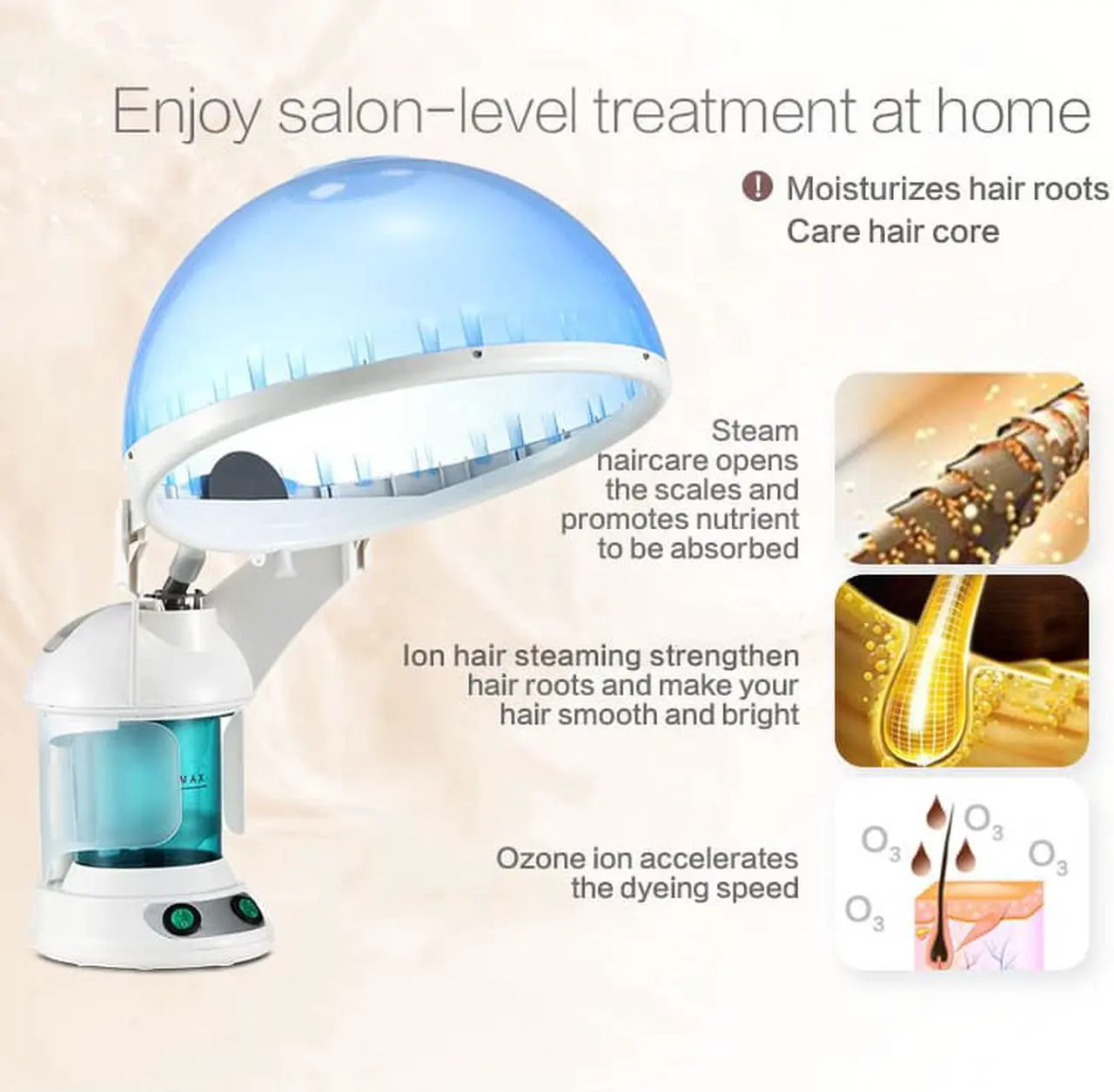 Alt view image 2 of 7 - Prospera DL015 Hot Mist Nano Facial and Hair Steamer, providing an enhanced hydrating effect and leaving the skin and hair smooth, supple and hydrated.