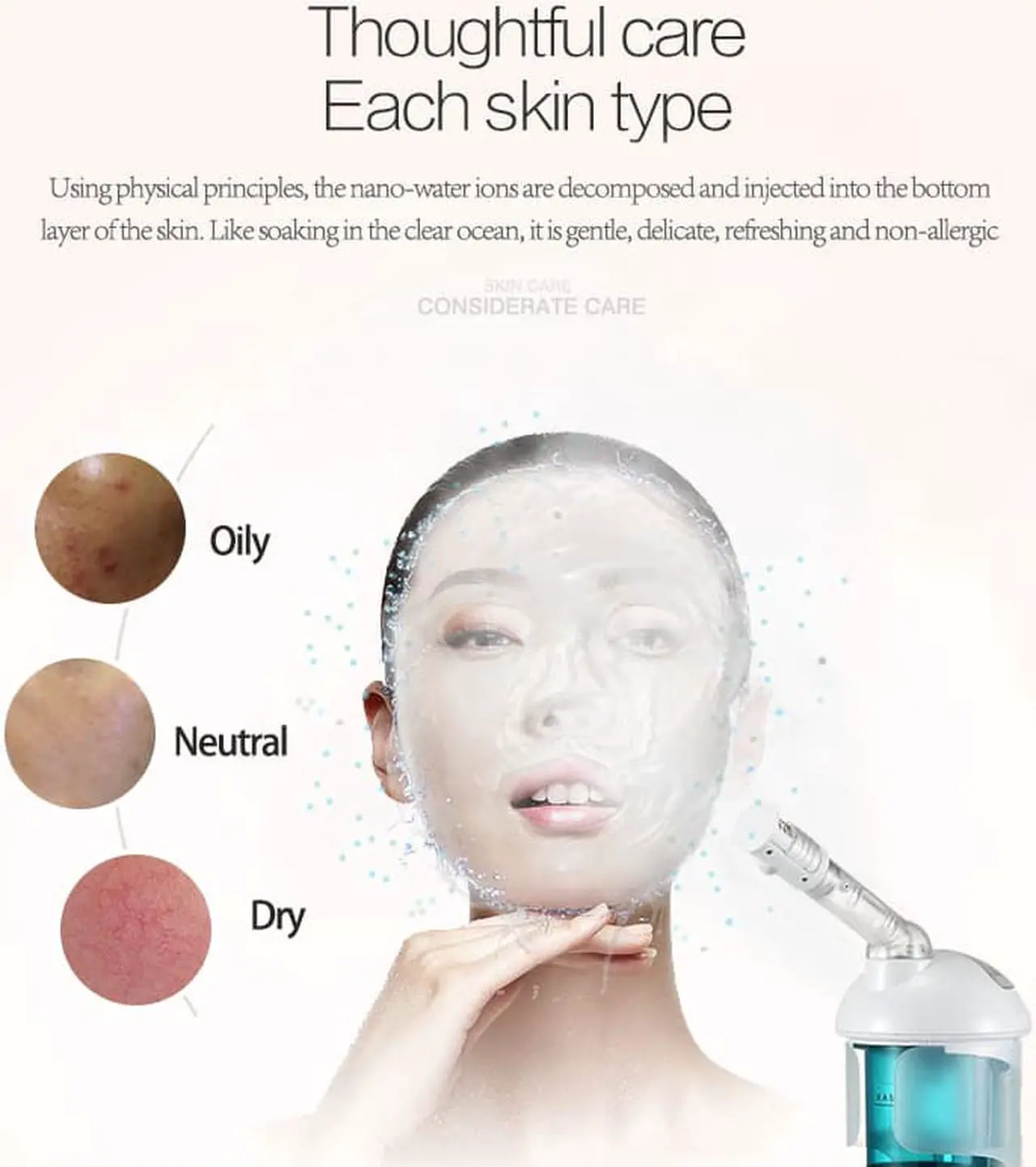 Alt view image 4 of 7 - Prospera DL015 Hot Mist Nano Facial and Hair Steamer, providing an enhanced hydrating effect and leaving the skin and hair smooth, supple and hydrated.