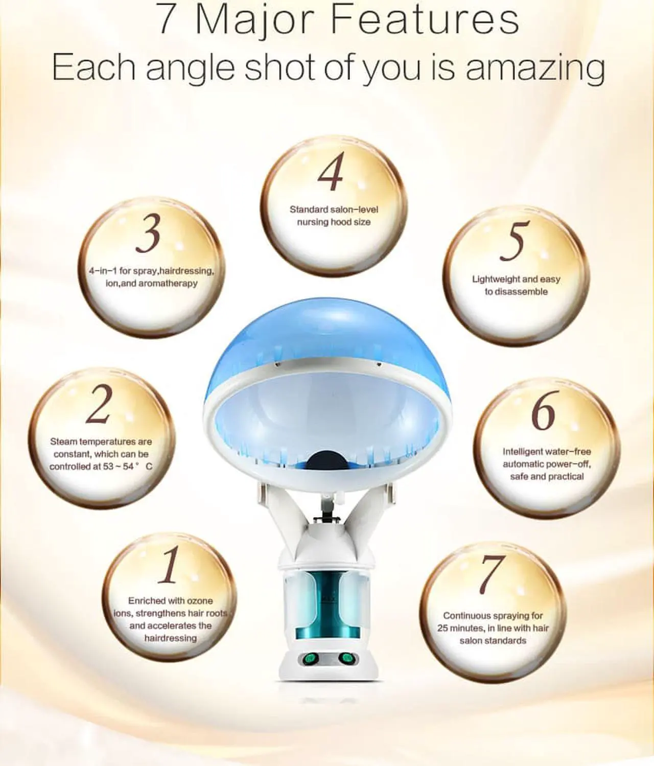 Alt view image 3 of 7 - Prospera DL015 Hot Mist Nano Facial and Hair Steamer, providing an enhanced hydrating effect and leaving the skin and hair smooth, supple and hydrated.