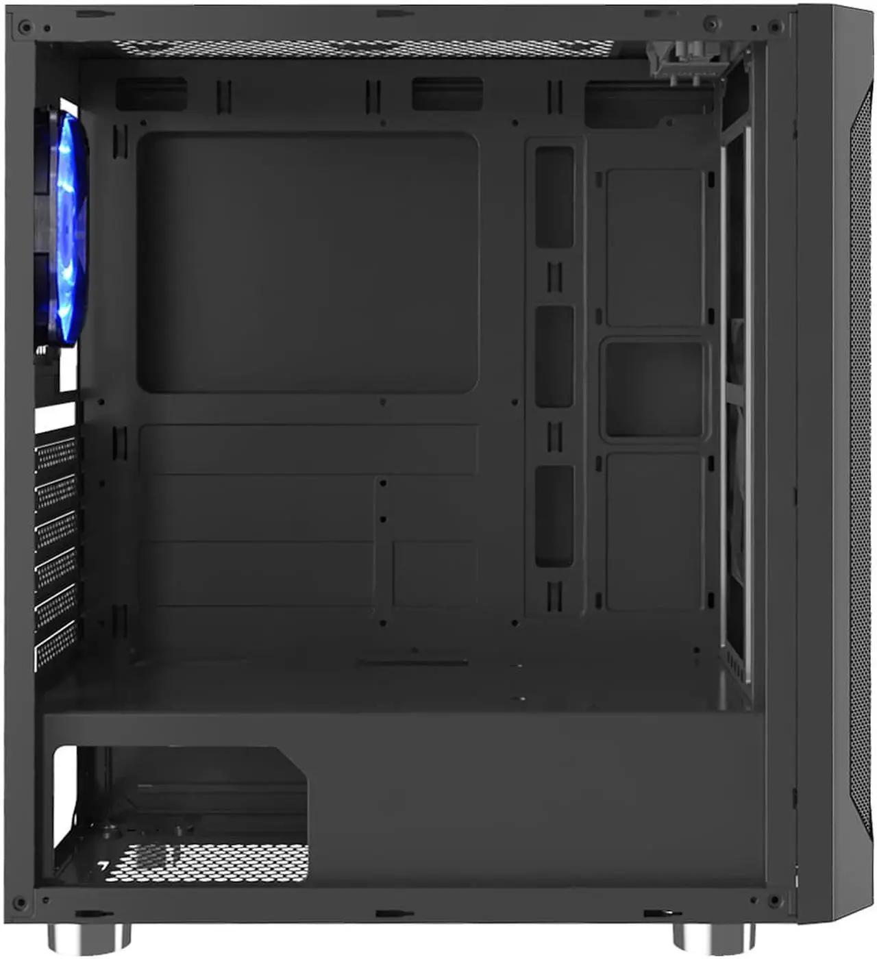 Alt view image 3 of 6 - Montech FIGHTER 400 ATX Mid-Tower Computer Gaming Case /High-Airflow, Pre-Installed Blue Fan, Tempered Glass Window, Mesh Side Front Panel, Magnetic Dust Filter/ ATX, MicroATX, Mini-ITX