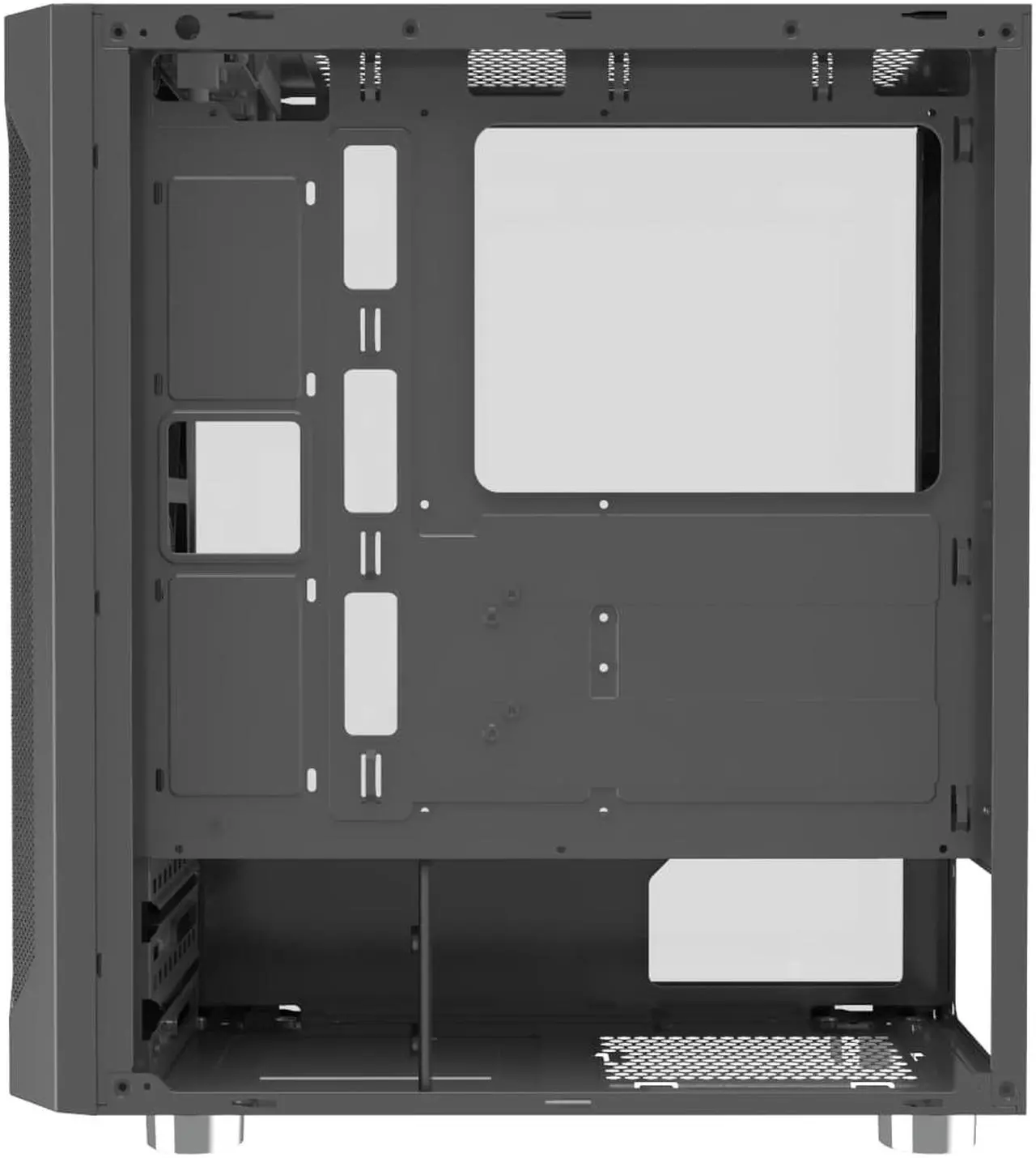 Alt view image 4 of 6 - Montech FIGHTER 400 ATX Mid-Tower Computer Gaming Case /High-Airflow, Pre-Installed Blue Fan, Tempered Glass Window, Mesh Side Front Panel, Magnetic Dust Filter/ ATX, MicroATX, Mini-ITX