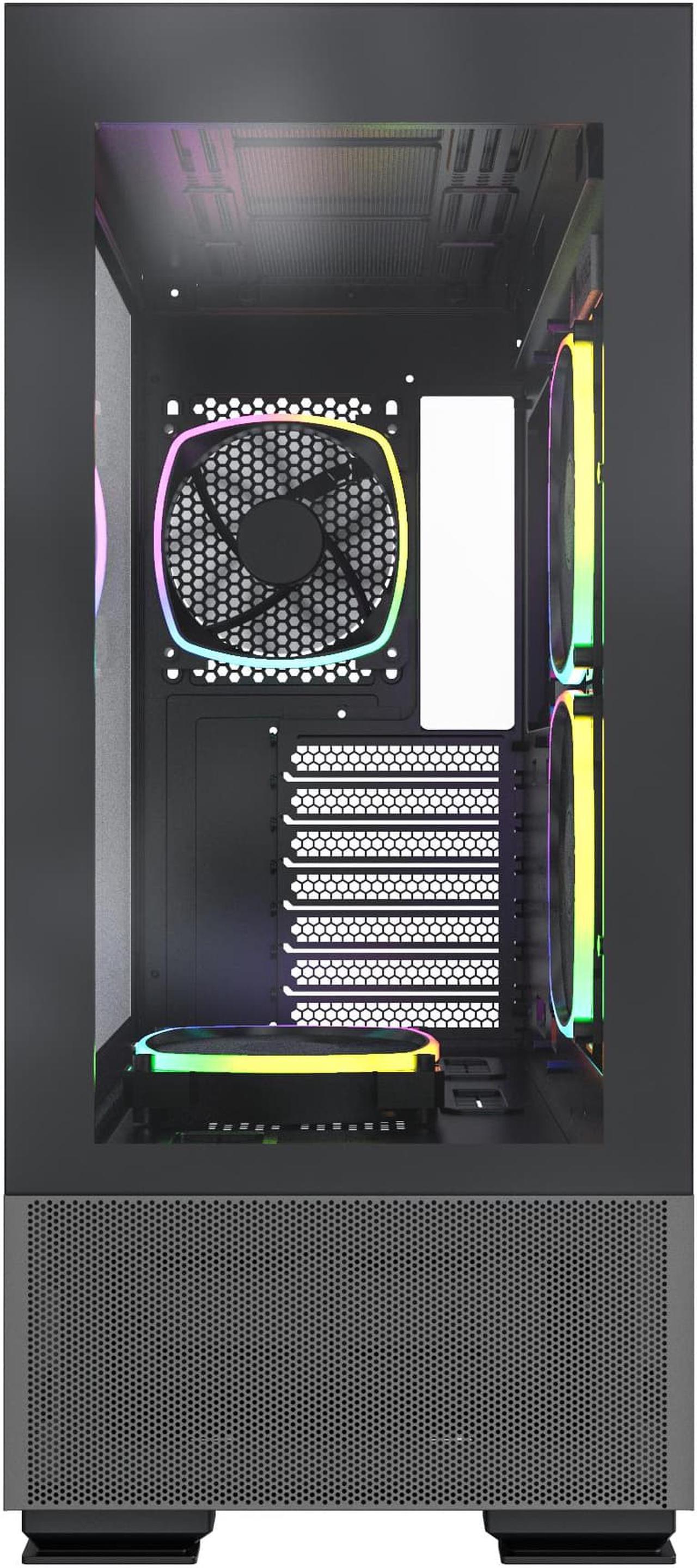 Alt view image 6 of 8 - Montech Sky Two ATX Gaming Mid Tower Computer Case | Dual Tempered Glass | 4X PWM ARGB Fans Pre-Installed | Type C | High Airflow Performance | Black
