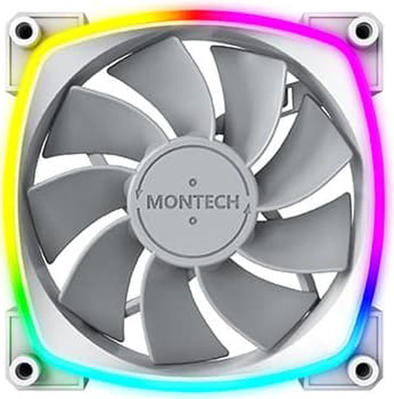 Montech RX 120 ARGB Reversed Fan  1600PWM, High-End Durability, Silent Performance, and Stunning ARGB Design (120mm, White)