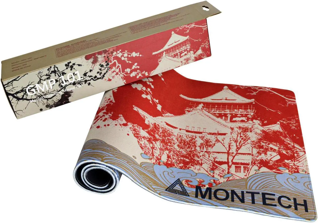 Alt view image 3 of 7 - MONTECH Samurai Spirit Theme Gaming Mouse Pad - 35.4" x 15.7" Osaka Castle Design, Water-Resistant Surface, Anti-Slip Stability, Universal Mouse Compatibility, Durable Edge Wrapping