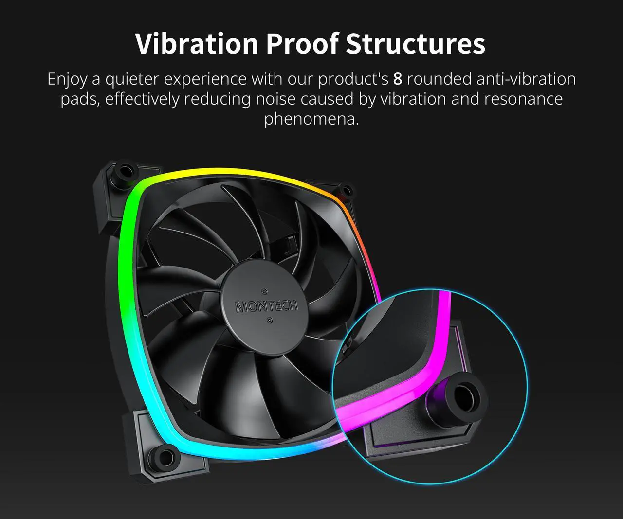 Alt view image 5 of 5 - MONTECH AX 120MM - PWM Fan - Silent Performance - High Speed 1600PWM - High-End Durability with HDB Bearing - Stunning Outer Ring ARGB Lighting Design  3 in 1 Pack with 6X6 Fan Hub - Black