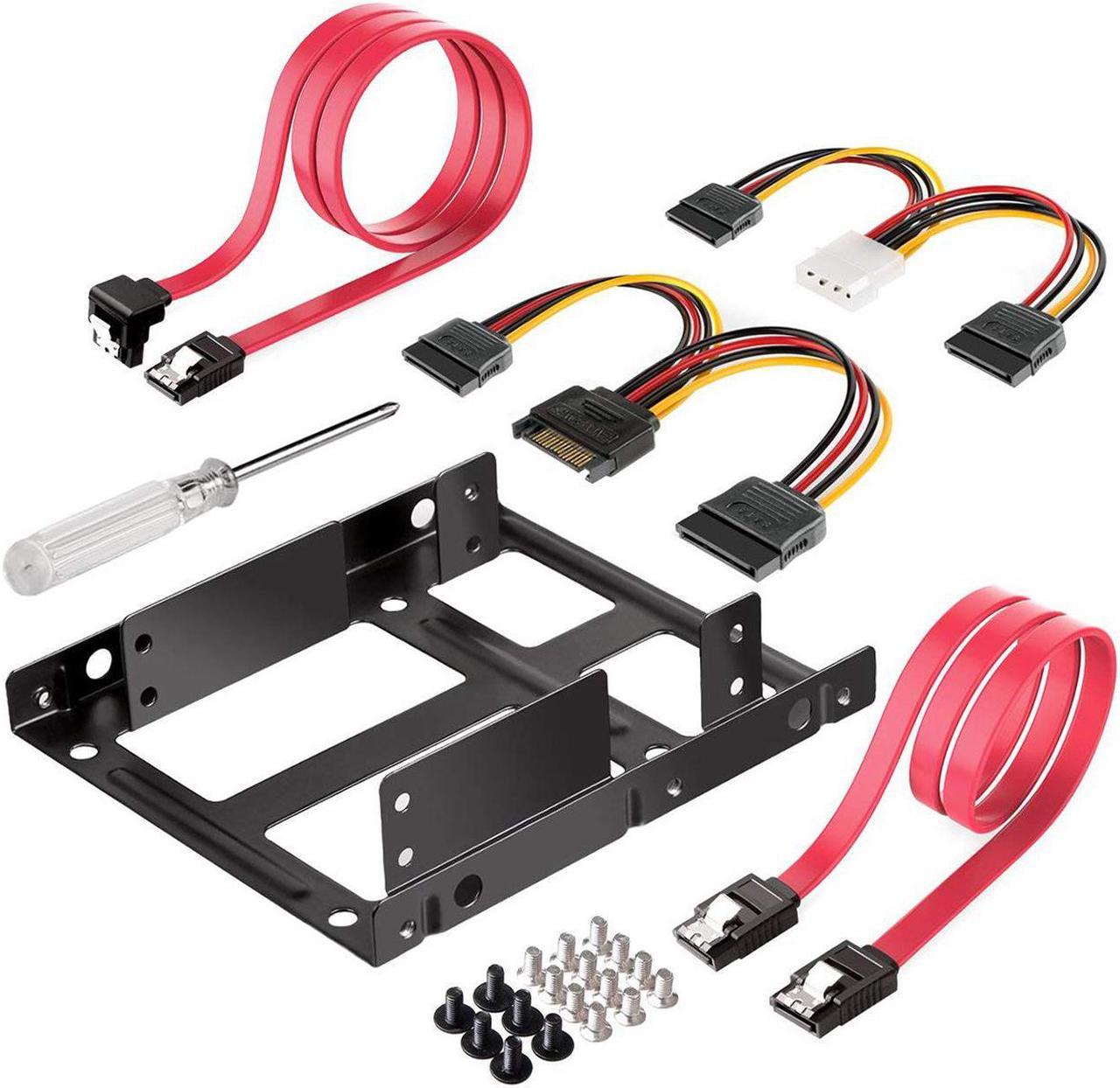 2.5 inch SSD to 3.5 inch Internal Hard Disk Drive Mounting Kit Bracket (SATA Data Cables and Power Cables Included)