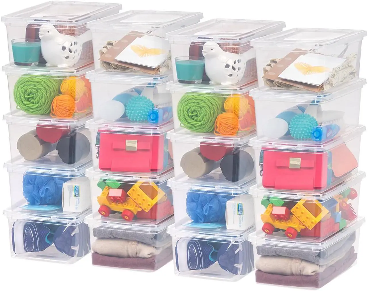 Main image of IRIS USA 6 Qt Clear Storage Box,  Plastic Stackable Bin with Lid, Containers to Organize Shoes and Closet Shelves, Classroom Organization Teacher Tools, Game Storage, 20 Pack
