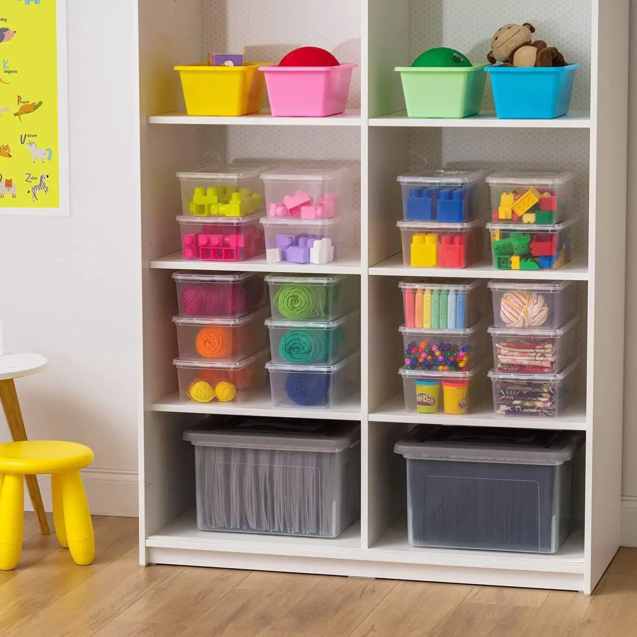 Alt view image 3 of 4 - IRIS USA 6 Qt Clear Storage Box,  Plastic Stackable Bin with Lid, Containers to Organize Shoes and Closet Shelves, Classroom Organization Teacher Tools, Game Storage, 20 Pack