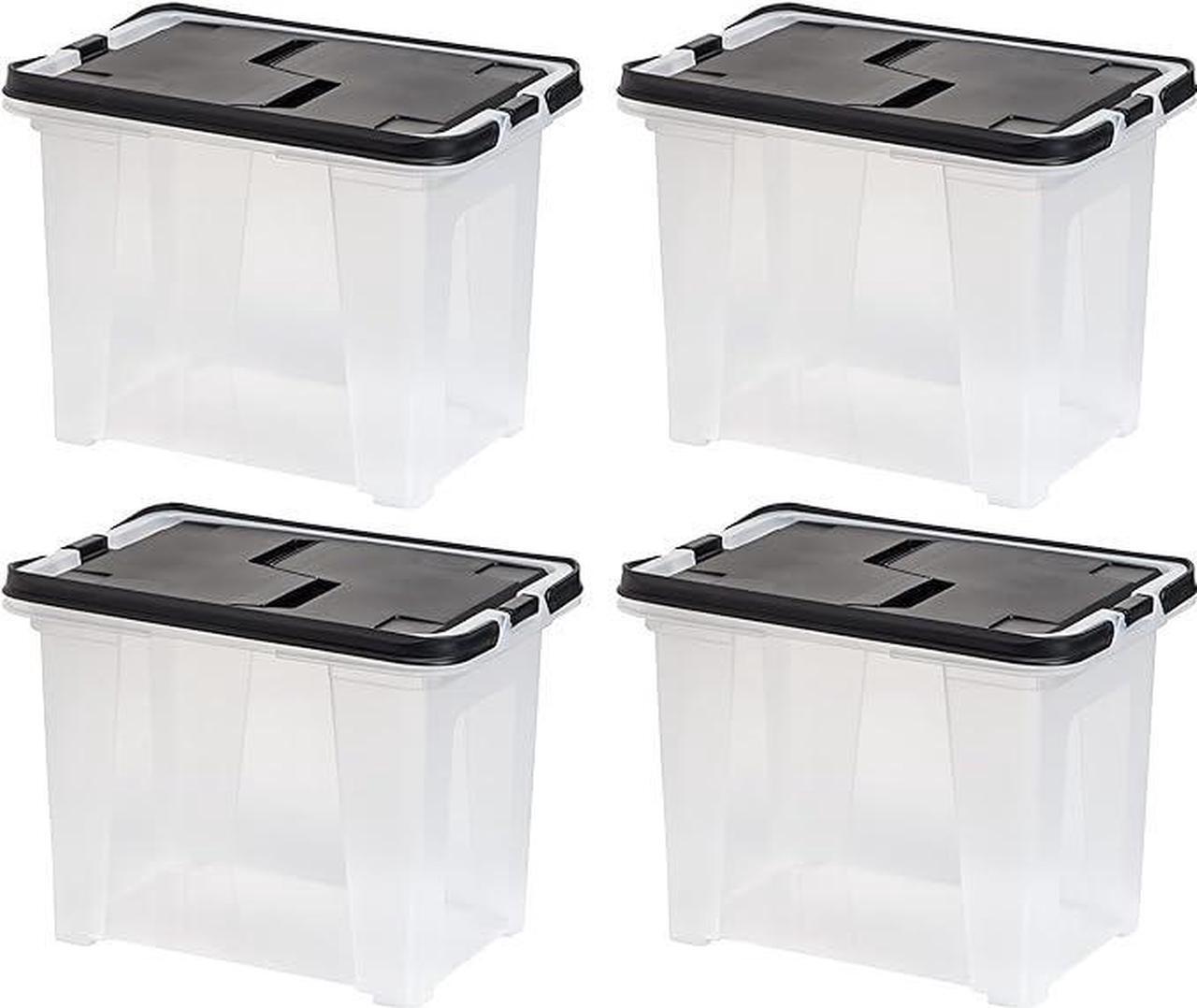 Main image of IRIS USA File Box File Organizer Plastic File Box w/ Winglid for Letter/Legal File, BPA-Free Plastic Storage Bin Tote Organizer with Handles, Stackable and Nestable, Clear 18 Qt. 4Pack
