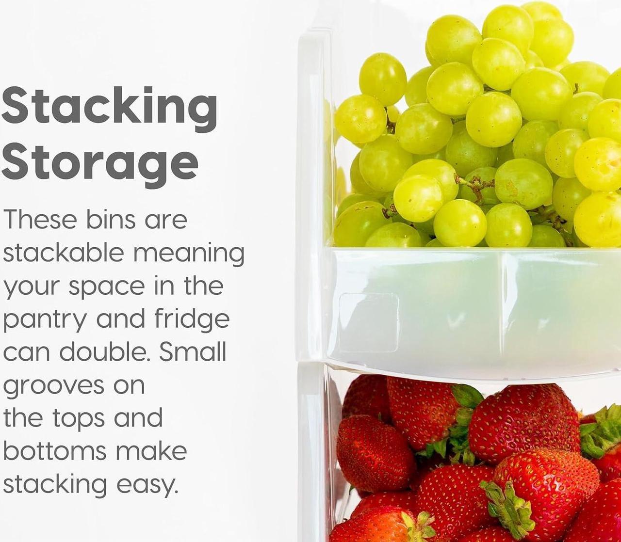 Alt view image 4 of 4 - IRIS USA 8 Pack Large Storage Basket, Stackable Open Front Organizer Bin for Pantry, Clear