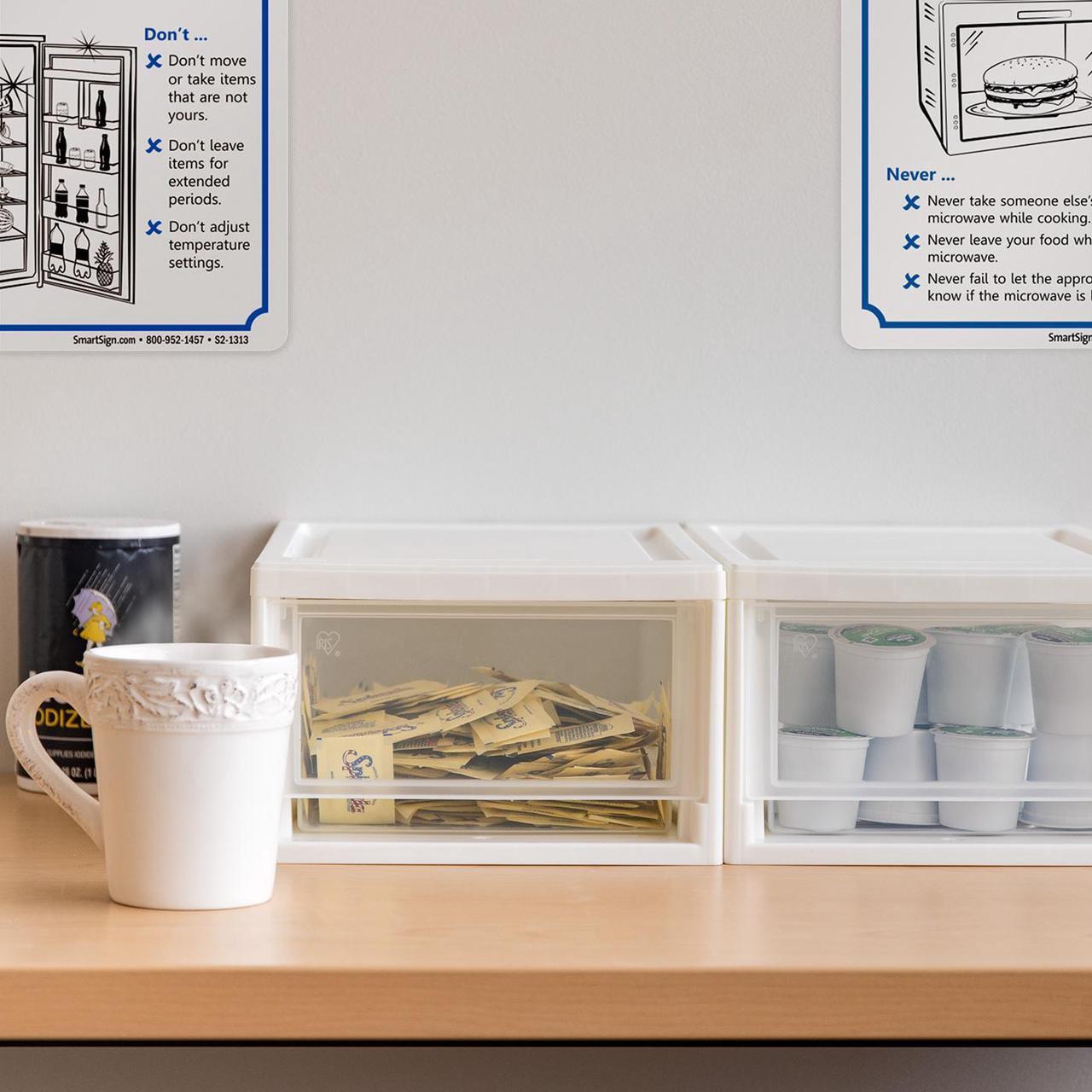 Alt view image 3 of 4 - IRIS USA 6 Qt. Small Plastic Stacking Drawer, 4 Pack, Stackable Storage Organizer Unit with Sliding Drawer for Bedroom Kitchen Under Sink Pantry Craft Room Dorm Office, White